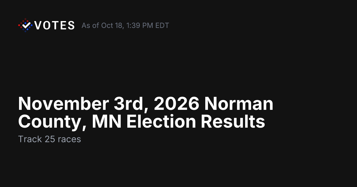 November 3rd, 2026 Norman County, MN Election Results | DDHQ