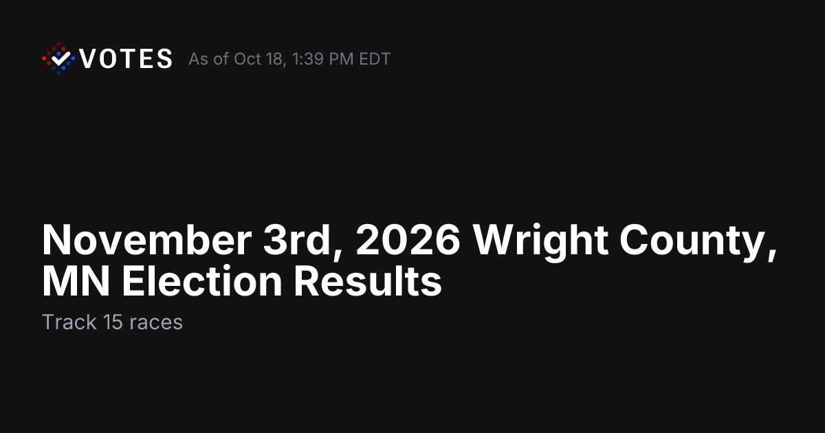 November 3rd, 2026 Wright County, MN Election Results | DDHQ