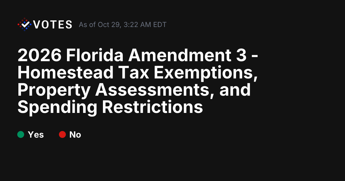 2026 FL Amendment 3 - Homestead Tax Exemptions, Property Assessments ...