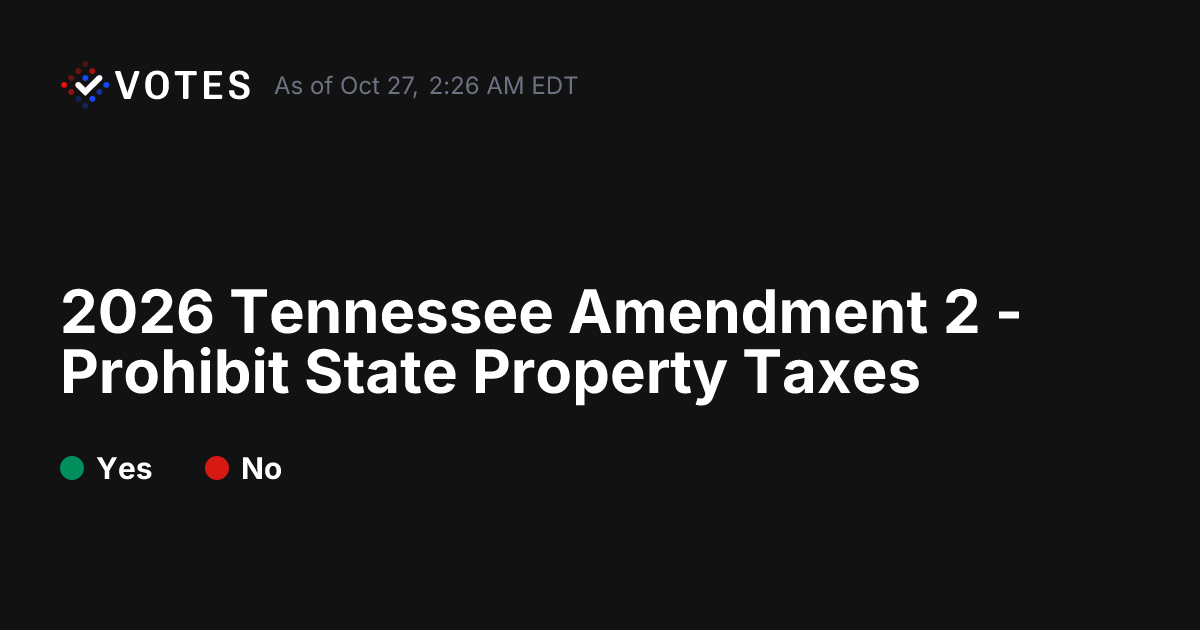 2026 Tennessee Amendment 2 - Prohibit State Property Taxes Vote History ...