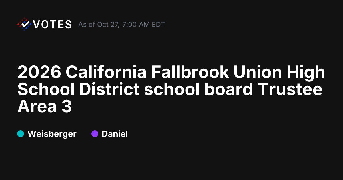 2026 CA Fallbrook Union High School District school board Trustee Area ...